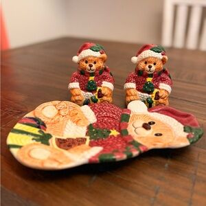 Jay Imports Christmas Bear Spoon Rest & Salt + Pepper Shaker Set